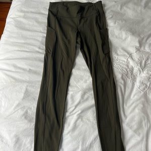 Lululemon olive green leggings with pocket and zipper